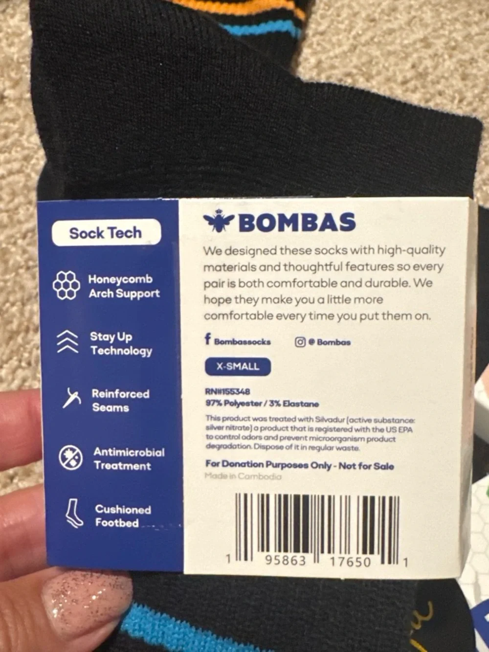 Bombas Black Athletic Crew Socks - Set of 4